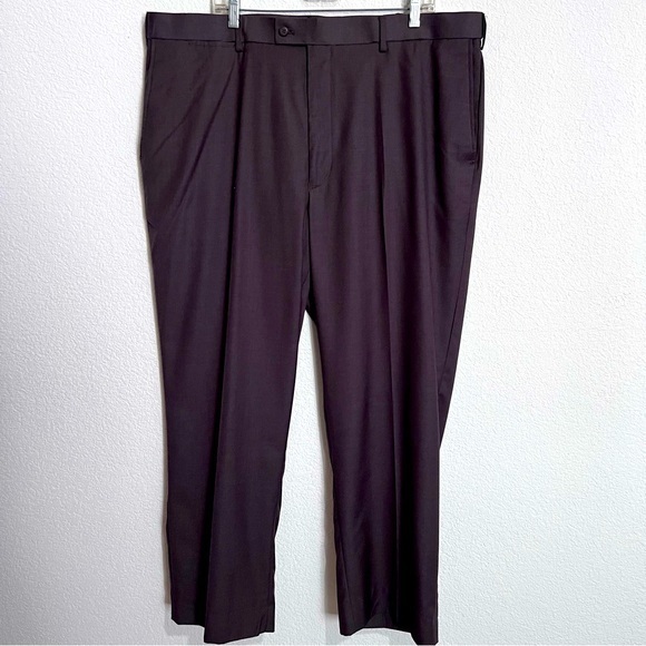 Braggi Charcoal Brown Monti Super 150 Column Weave Dress Trousers Pants New 42 - Picture 1 of 12